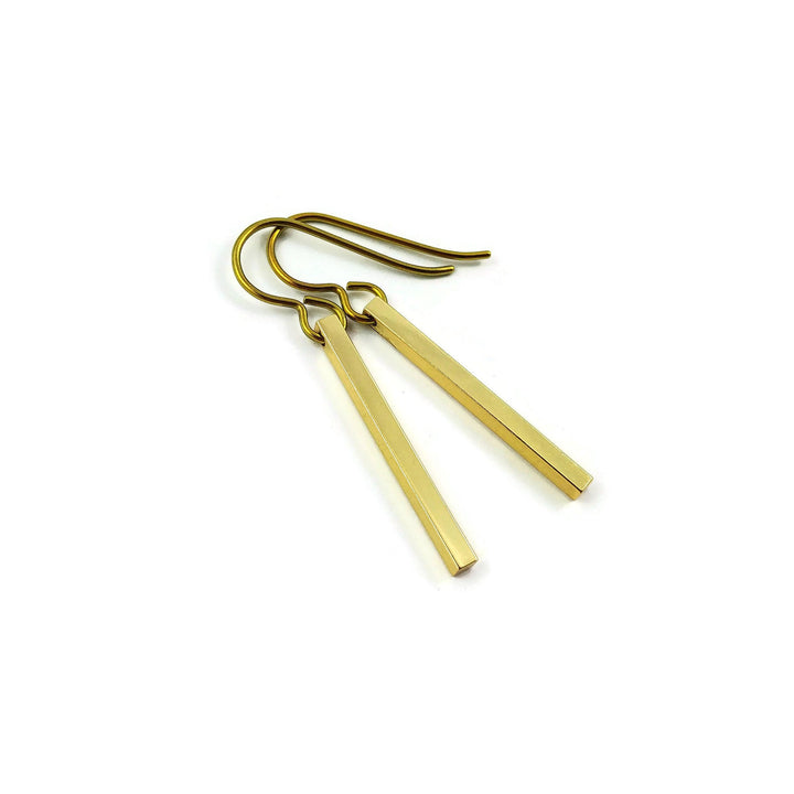 Gold minimalist rectangle niobium earrings