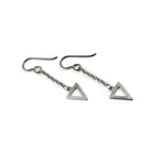 Triangle silver chain dangle earrings - Hypoallergenic pure titanium and stainless steel