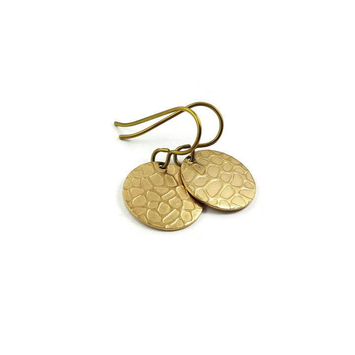 Gold circle dangle niobium earrings - Stainless giraffe pattern drop earrings
