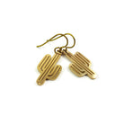 Gold cactus dangle niobium earrings - Stainless cactus drop earrings