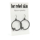 Hoop and bow gunmetal dangle earrings - Hypoallergenic nickel free, lead free and cadmium free