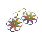 Rainbow filigree rosace drop dangle niobium earrings - Hypoallergenic art deco earrings