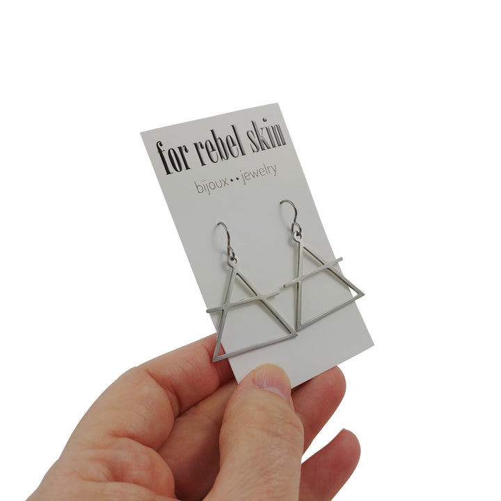 Air element alchemy dangle earrings - Pure titanium and stainless steel