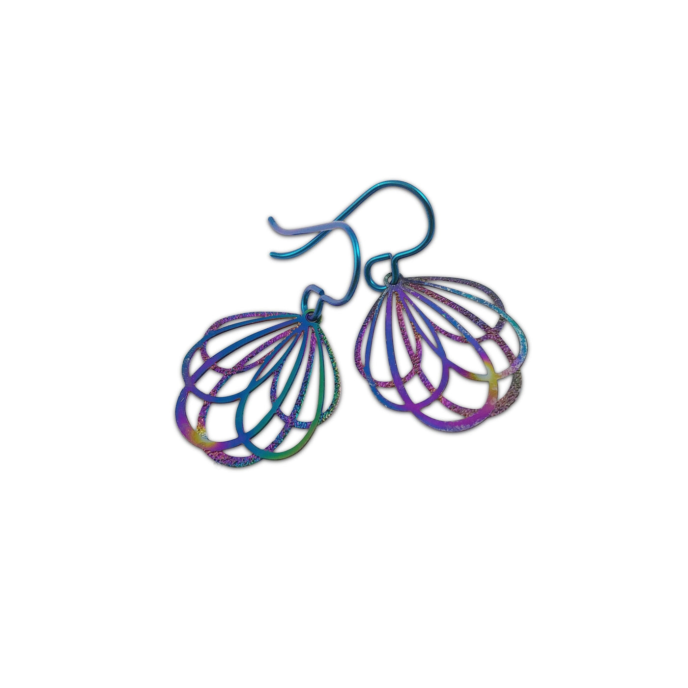 Flower niobium earrings, Rainbow filigree dangle earrings, Lightweight floral earrings, Women gardener gift idea