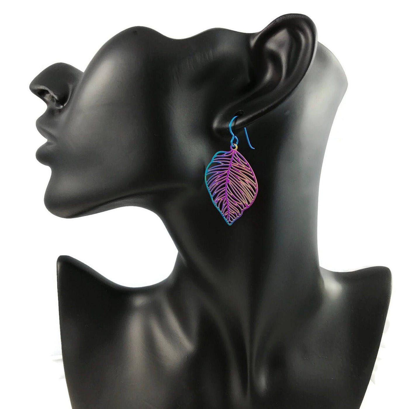 Leaf dangle earrings, Colorful plant drop earrings, Lightweight botanical earrings, Nature lover gift jewelry