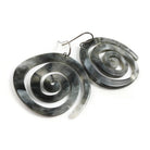 Gray resin dangle earrings, Statement tribal earrings, Hypoallergenic pure titanium jewelry, Large unique earrings