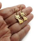 Elegant cat earrings, Pure niobium dangle earrings, Hypoallergenic gold earrings, Siamese cat lovers gift