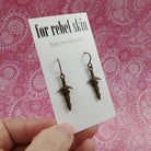 Dagger sword silver titanium earrings - Hypoallergenic gold and bronze niobium earrings - Medieval jewelry