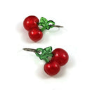 Red cherry earrings, Pure titanium drop earrings, Fun fruit jewelry gift