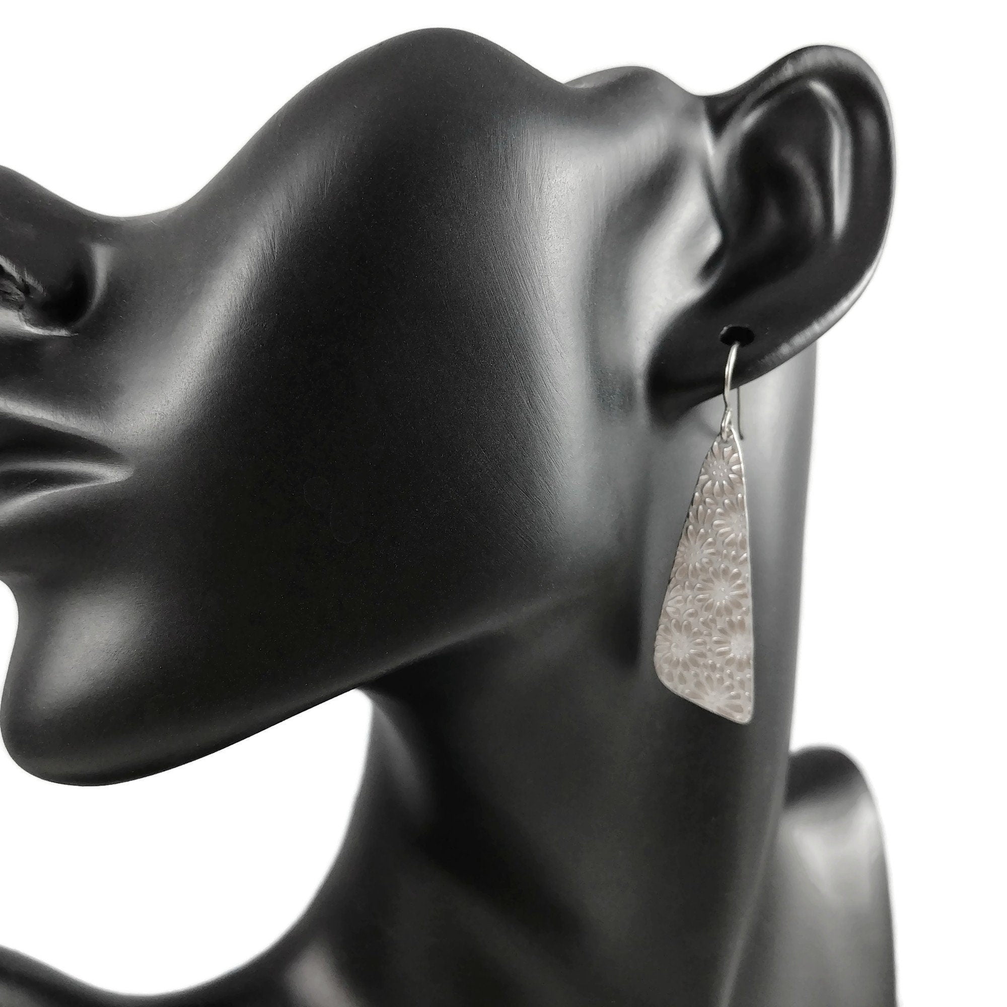 Floral triangle titanium dangle earrings