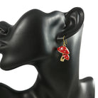 Fun red mushroom earrings, Pure niobium gold earrings, Nature cottagecore jewelry gift for her