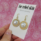 Statement pearl dangle earrings, Hypoallergenic pure niobium gold jewelry, Nickel free earring for sensitive ears