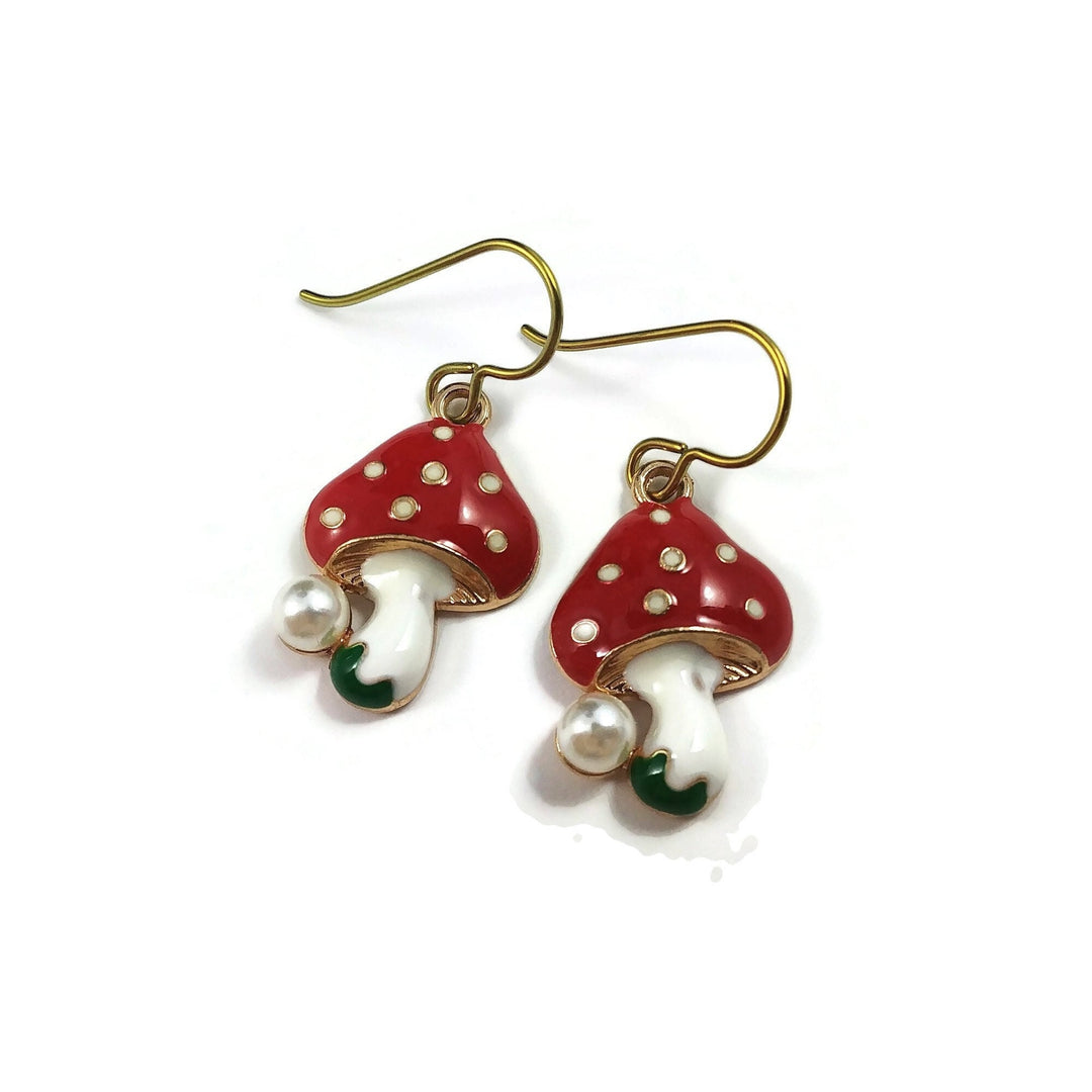 Mushroom Dangle Earrings | Polymer Clay Earrings | Handmade Earrings |  Hippie Earrings | Stainless Steel 
