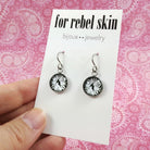 Love bird drop earrings, Hypoallergenic pure titanium jewelry, Cute dainty white earrings