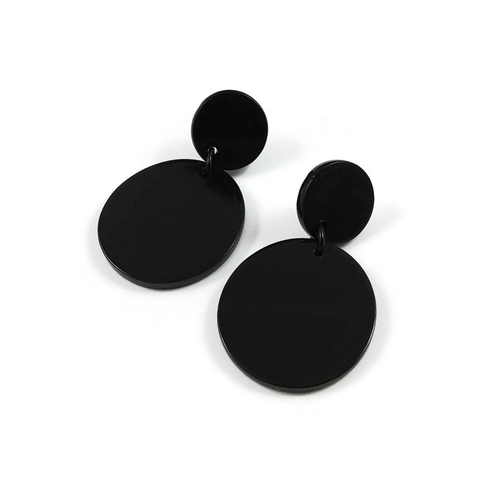 Black modern drop earrings, Geometric aesthetic resin earrings, Statement titanium jewelry for sensitive ears