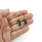 Emerald crystal dangle earrings, Pure niobium nickel free jewelry, Faceted teardrop gold earrings