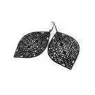 Black lace dangle earrings, Pure titanium and stainless steel jewelry, Lightweight everyday filigree earrings