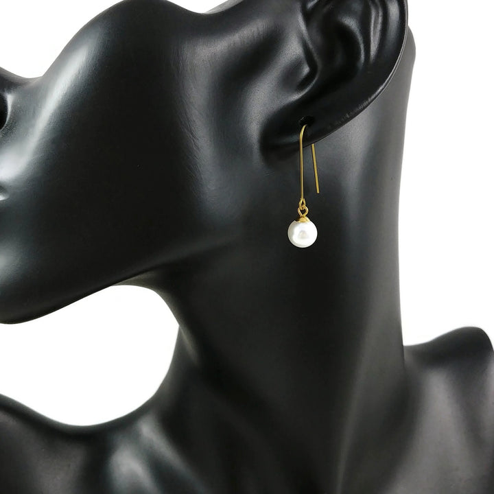 Minimalist pearl earrings, Hypoallergenic pure niobium jewelry, Gold dainty threader earrings