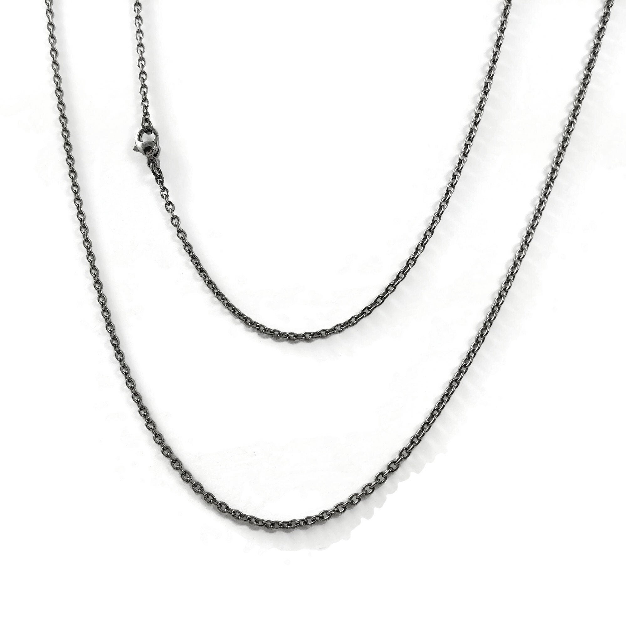 Dainty pure titanium chain necklace, Waterproof non tarnish necklace, Hypoallergenic men women jewelry