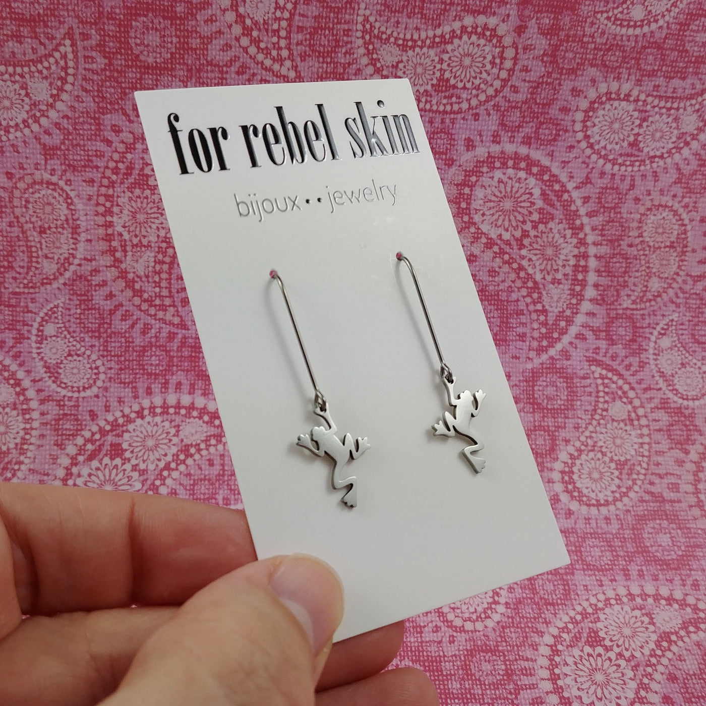 Dainty frog earrings, Pure implant grade titanium for sensitive ears, Fun handmade gift, Minimalist earrings