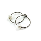 Pearl bead titanium hoop earrings, Hypoallergenic handmade jewelry, Lightweight earrings for sensitive ears