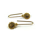 Minimalist sunflower drop earrings, Dainty summer floral earrings, Pure niobium threader for sensitive ears