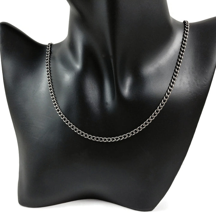 Titanium curb chain necklace, Waterproof and non tarnish jewelry, Hypoallergenic implant grade