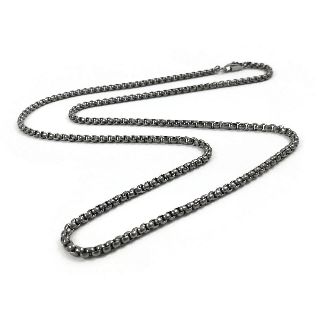 Titanium men box chain necklace, Waterproof and non tarnish jewelry, Hypoallergenic implant grade
