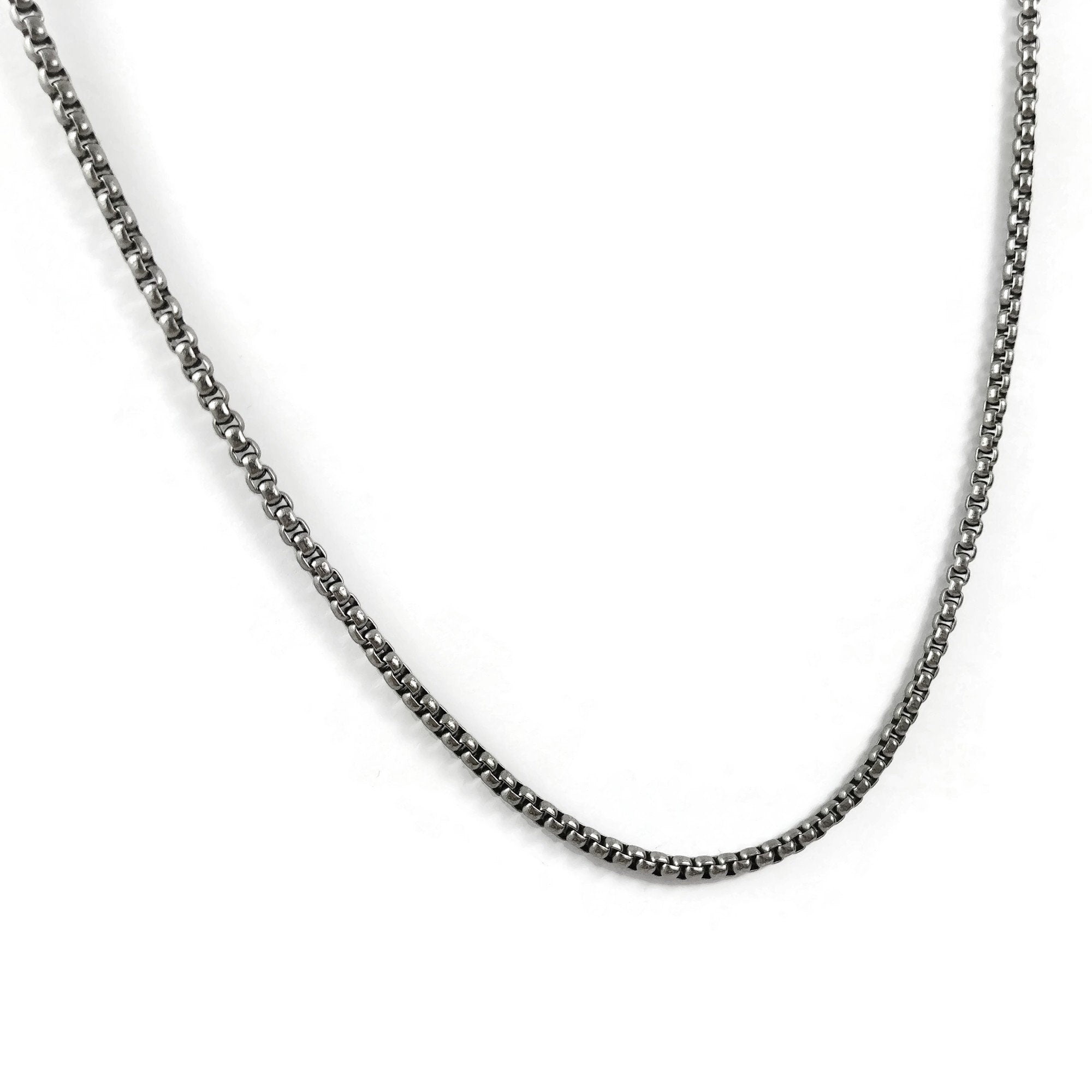 Titanium men box chain necklace, Waterproof and non tarnish jewelry, Hypoallergenic implant grade