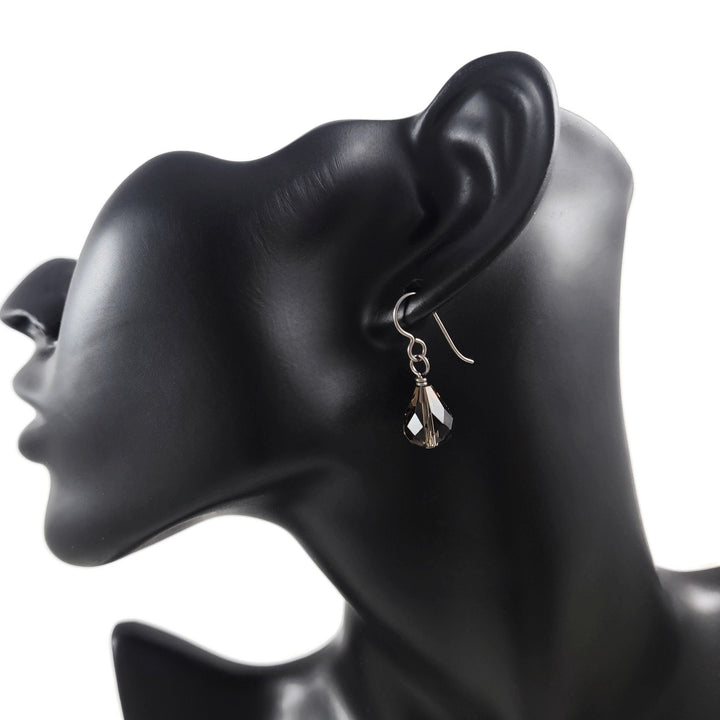 Drop crystal dangle earrings, Implant grade pure titanium jewelry for sensitive ears, Tarnish free