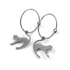 Fun cat hoop earrings, Implant grade pure titanium jewelry for sensitive ears, Tarnish free