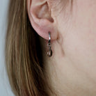 Drop crystal hoop earrings, Implant grade pure titanium jewelry for sensitive ears, Tarnish free