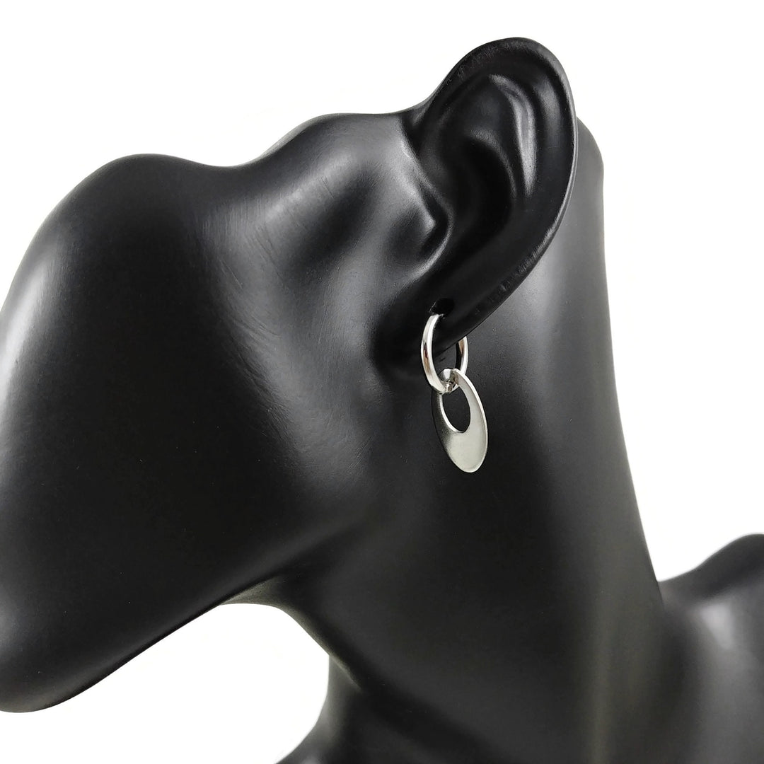 Oval drop hoop earrings, Implant grade pure titanium jewelry for sensitive ears, Tarnish free