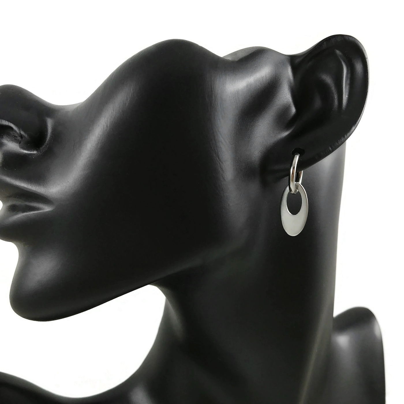 Implant grade pure titanium oval drop hoop earrings for sensitive ears