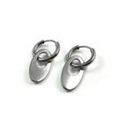 Oval drop hoop earrings, Implant grade pure titanium jewelry for sensitive ears, Tarnish free