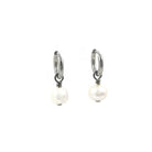 Drop pearl hoop earrings, Implant grade pure titanium jewelry for sensitive ears, Tarnish free