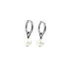 Drop pearl hoop earrings, Implant grade pure titanium jewelry for sensitive ears, Tarnish free