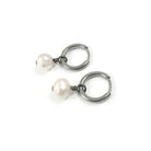 Drop pearl hoop earrings, Implant grade pure titanium jewelry for sensitive ears, Tarnish free