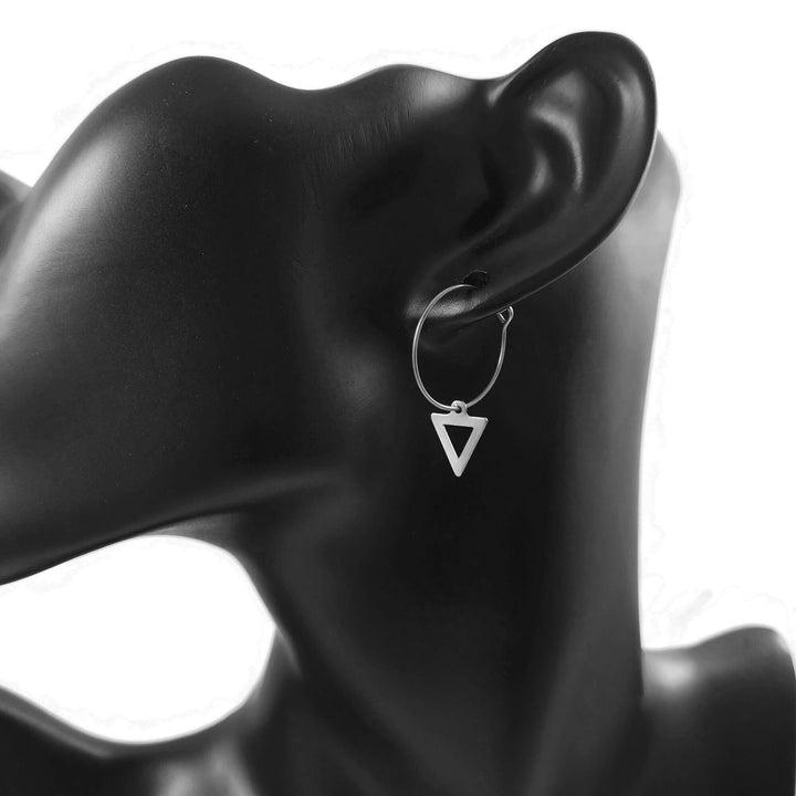 Triangle hoop earrings, Pure implant grade titanium for sensitive ears, Minimalist geometric earrings