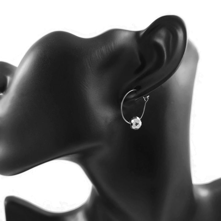 Geometric beads titanium hoop earrings, Hypoallergenic handmade jewelry, Minimalist earrings for sensitive ears