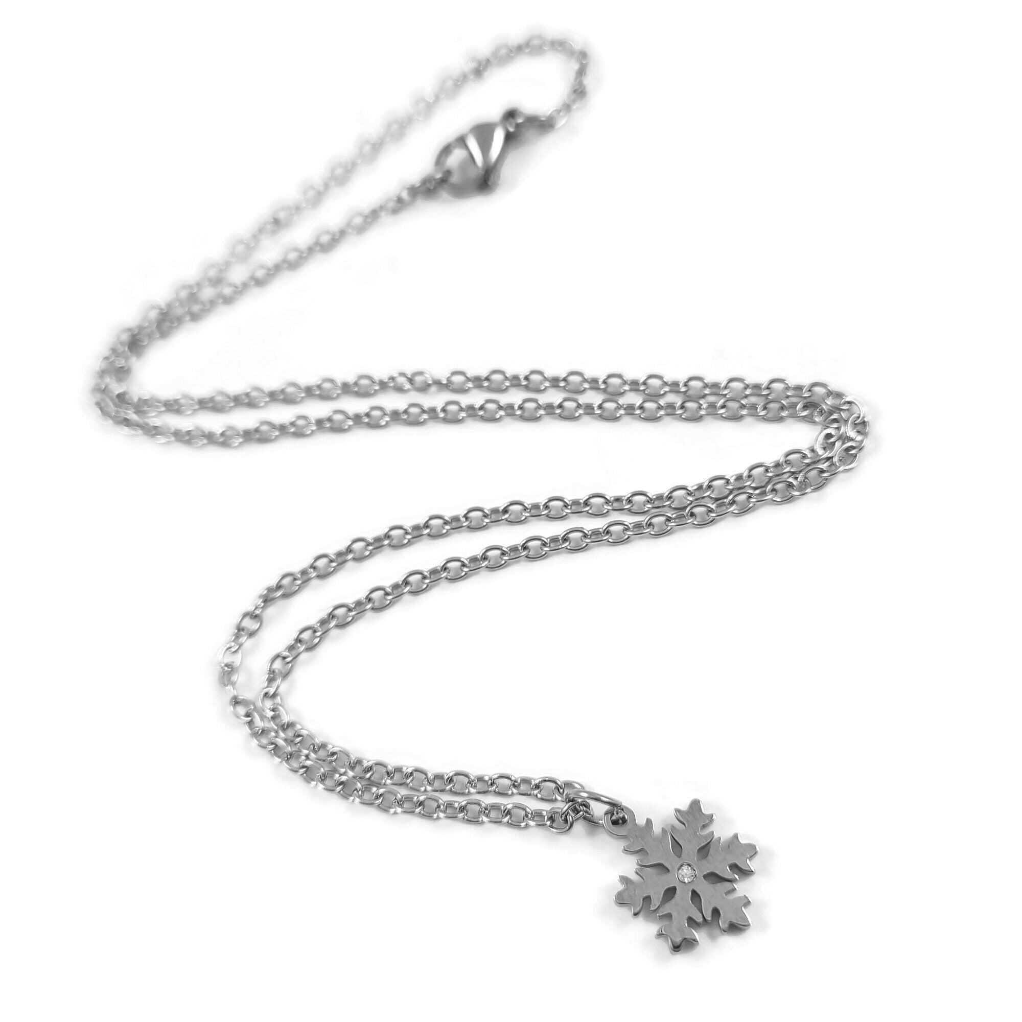 Dainty snowflace necklace, Hypoallergenic surgical steel, Waterproof non tarnish jewelry, Silver chain, Winter gift for her