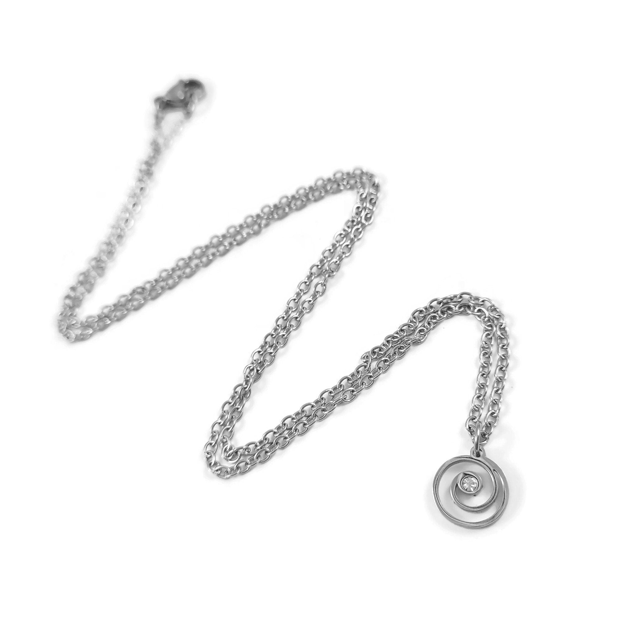 Dainty vortex zirconia necklace, Hypoallergenic surgical steel, Waterproof non tarnish jewelry, Minimalist gift for her