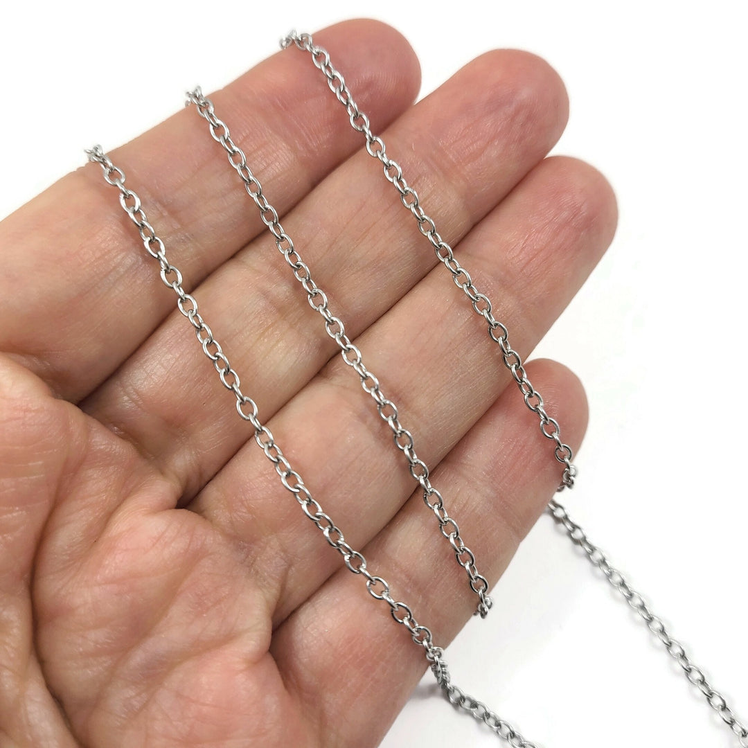 Surgical steel chain necklace, Hypoallergenic, Waterproof non tarnish jewelry