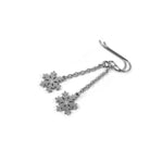 Snowflake chain earrings, Hypoallergenic titanium and surgical steel, Waterproof non tarnish jewelry, Winter gift for her