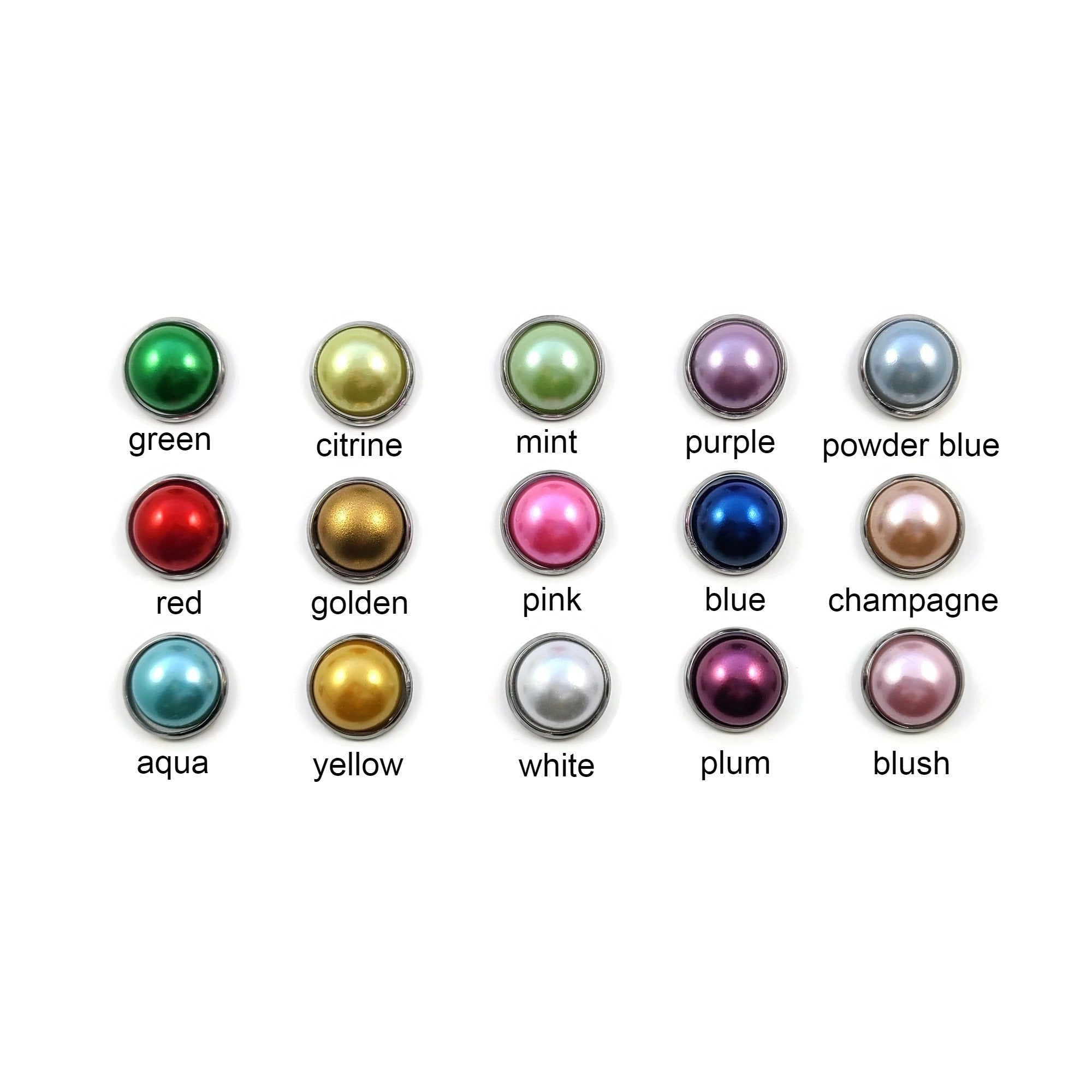 Colorful pearly stud earrings, Hypoallergenic surgical stainless steel, Plastic pearl jewelry