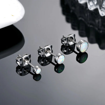 White opal titanium stud earrings